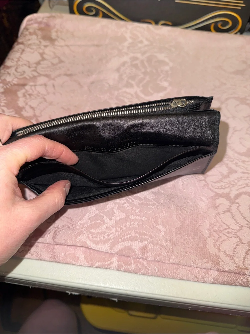 Dior Black Embossed Long Leather Wallet
